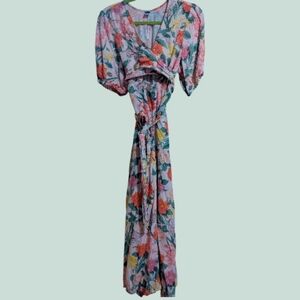 Floral Wrap Maxi Dress Pink